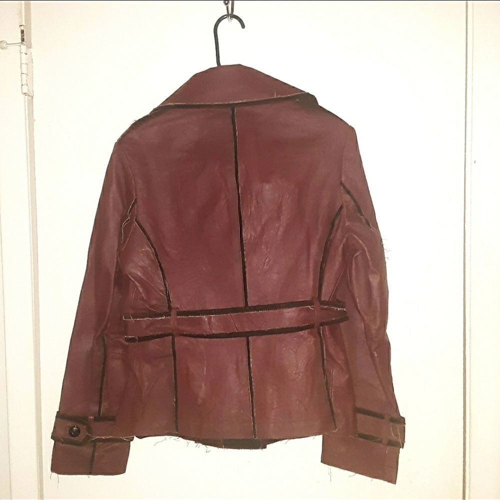 My Tribe Burgandy brown Leather Jacket Size Large - Picture 4 of 9